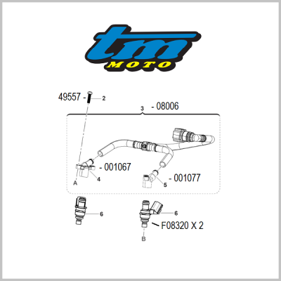 TM Racing: 2T Fuel Injector Hose Assembly Parts / Unions / Fittings