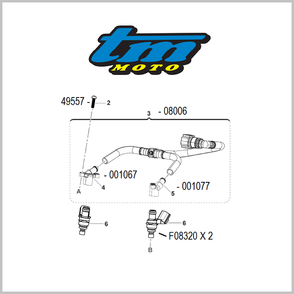 TM Racing: 2T Fuel Injector Hose Assembly Parts / Unions / Fittings