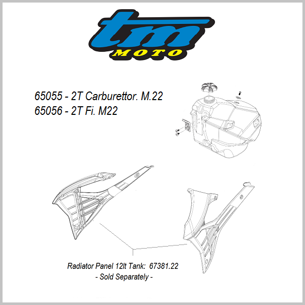 TM Moto: 12 Litre Fuel Tank. 2T Carburettor Models. M.22  65055